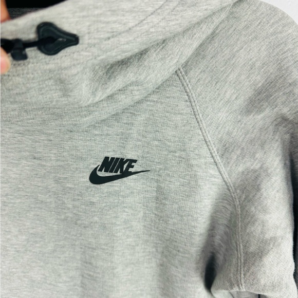 NIKE HOODIE TECH FLEECE DARK GREY HEATHER/BLACK WOMEN Cowl Neck - Picture 4 of 8
